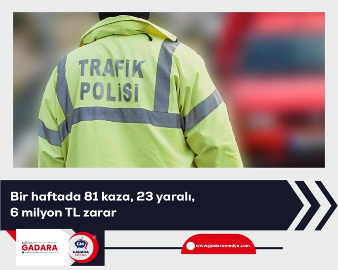 Bir haftada 81 kaza, 23 yaralı, 6 milyon TL zarar