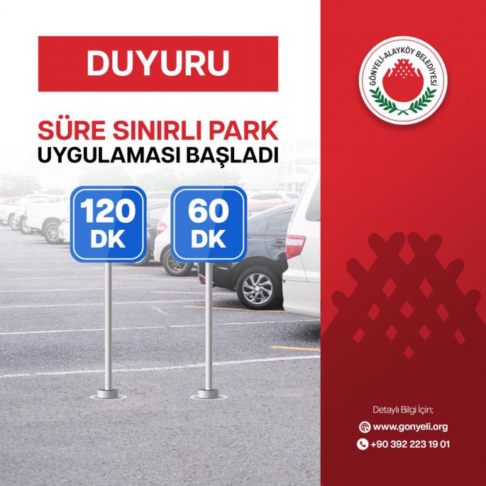 Gönyeli’de bazı park yerlerinde süre uygulaması başlatılıyor