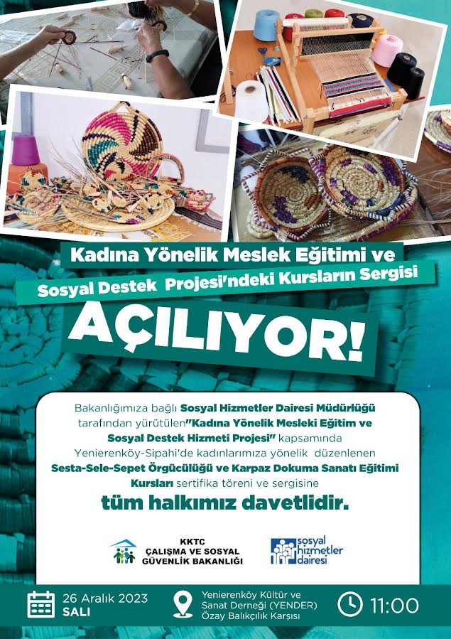 “Kadına Yönelik Meslek Eğitimi ve Sosyal Destek Projesi’’ sertifika töreni ve sergisi yarın