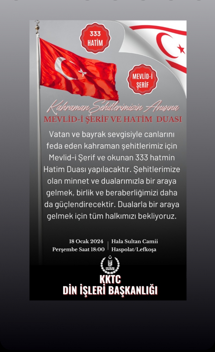 Kahraman Şehitlerimizin Anısına Mevlid-i Şerif ve Hatim Duası