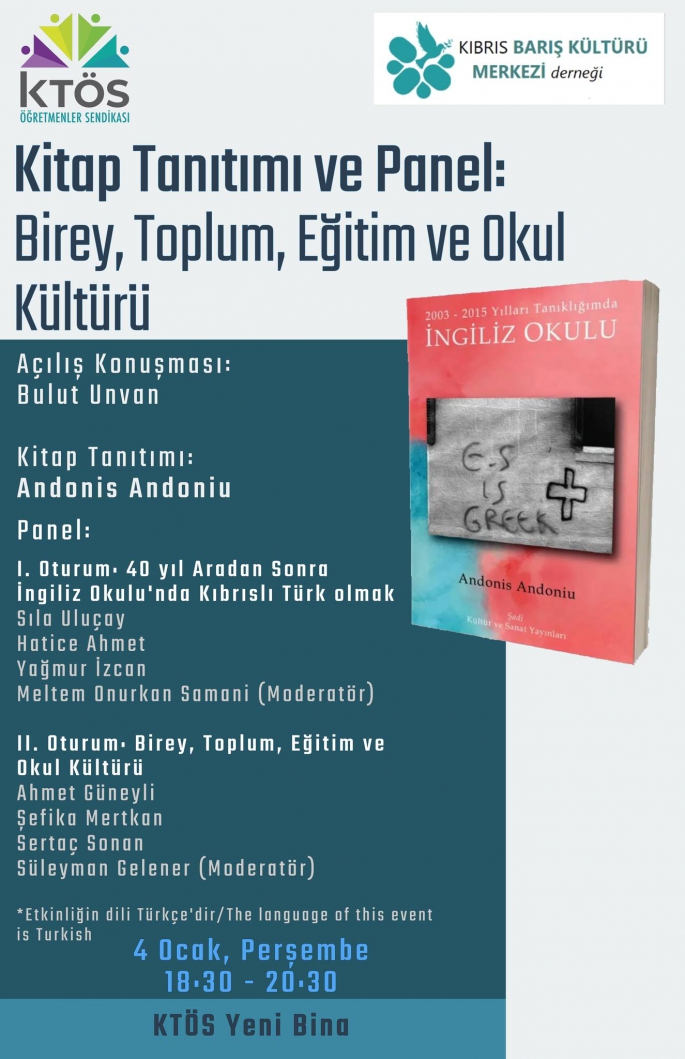 KTÖS, “2003-2015 Yılları Tanıklığında İngiliz Okulu” adlı kitap tanıtımı ve panel düzenleneceğini kaydetti