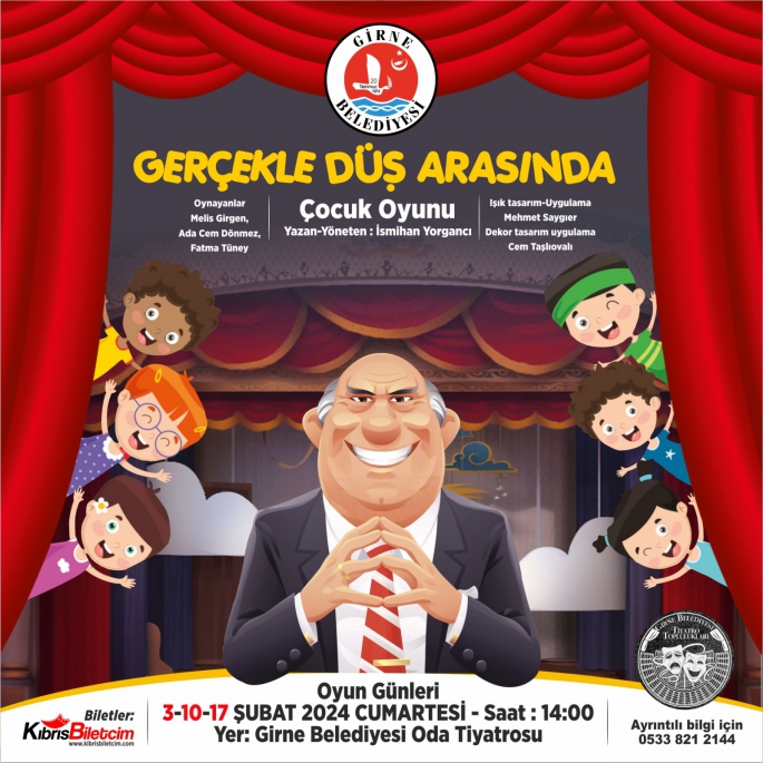 “Gerçekle Düş Arasında” çocuk oyunu Girne Oda Tiyatrosu’nda sahneleniyor