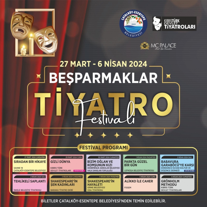 "Beşparmaklar Tiyatro Festivali"27 Mart - 6 Nisan tarihleri arası Çatalköy'de...