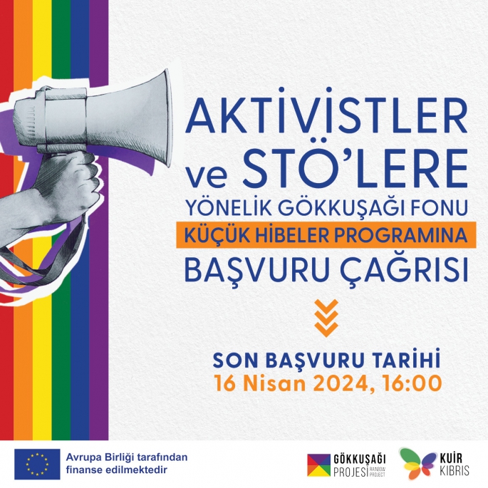 Kuir Kıbrıs Derneği, aktivistlere ve STK’lara yönelik “Gökkuşağı Fonu Küçük Hibe Programı”başlattı