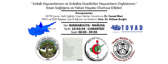 “Sokak Hayvanlarının ve Sokakta Gezdirilen Hayvanların Dışkılarının İnsan Sağlığına ve Yaban Hayata Olumsuz Etkileri” konusunda seminer düzenleniyor