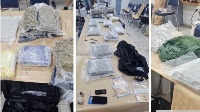 36 yaşındaki Rum’un tasarrufunda 40 kilo Hint keneviri, para, silah ve mermi bulundu