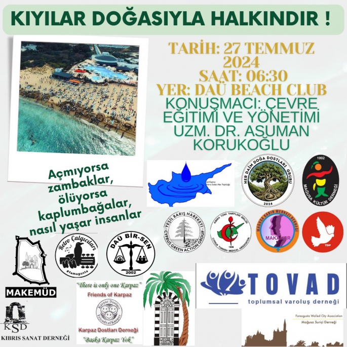 DAÜ Beach Club sahilinde, yarın sabah sahil bitkileri ve kaplumbağa yuvaları gözlem yürüyüşü yapılacak