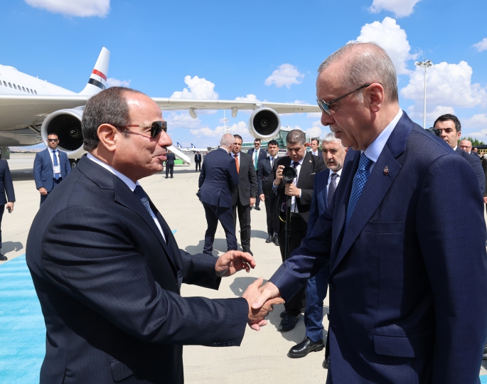 Cumhurbaşkanı Erdoğan, Mısır Cumhurbaşkanı es-Sisi'yi resmi törenle karşıladı