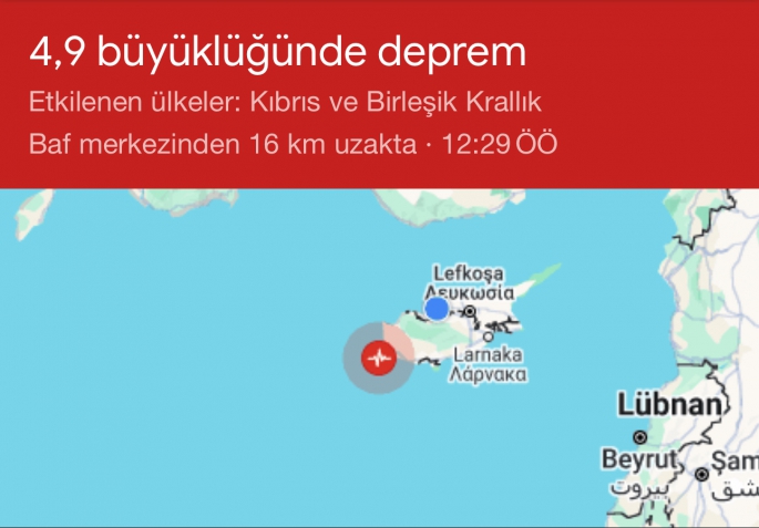 Kıbrıs’ta deprem