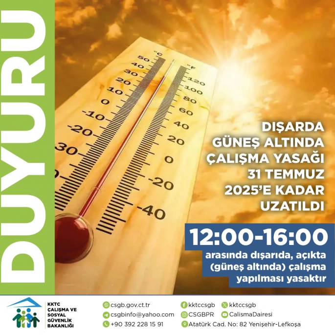 Dışarda güneş altında çalışma yasağı 31 Temmuz’a kadar uzatıldı