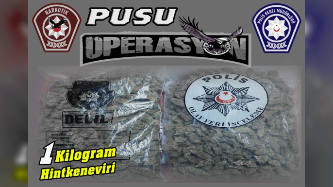Pusu Operasyonu’nda bir kilo uyuşturucu ele geçirildi