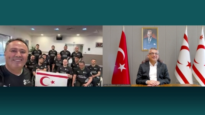 Cumhurbaşkanı Erhürman, Vakıflar Tekerlekli Sandalye Basketbol Takımı’nı kutladı