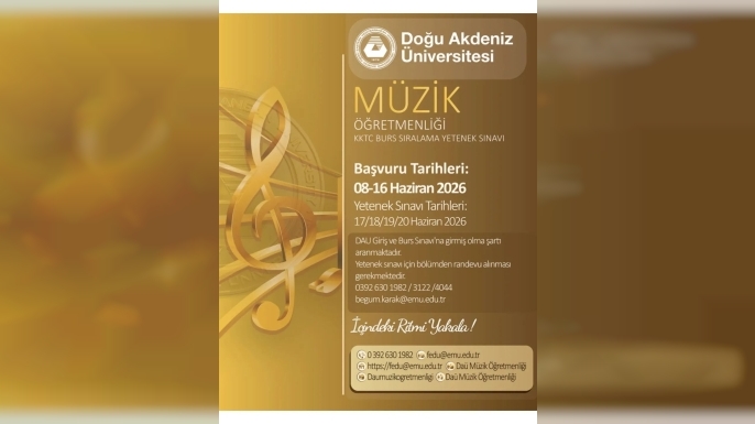 DAÜ Müzik Öğretmenliği Programı Yetenek Sınavı 17-20 Haziran tarihleri arasında yapılacak