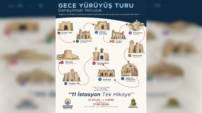 Gazimağusa Suriçi’nde “Gece Yürüyüş Turu – Deneyimsel Yolculuk” etkinliği pazar günü başlıyor