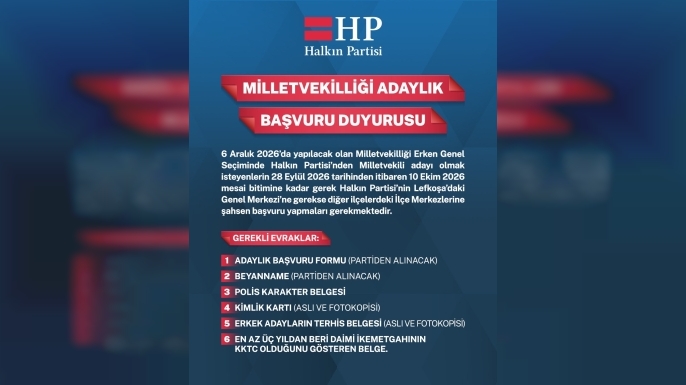 Halkın Partisi’nde milletvekili adaylığı başvuruları 28 Eylül’de başlıyor