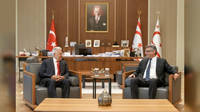 Cumhurbaşkanı Erhürman, TDT Aksakallar Konseyi Başkanı Binali Yıldırım’ı kabul etti