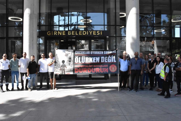 Dev-İş, savaşları ve masum insanların öldürülmesini protesto etti, Filistin halkına destek belirtti