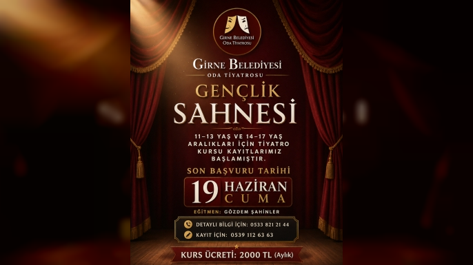 “Gençlik Sahnesi” kurs programı başvuruları 19 Haziran’da sona erecek