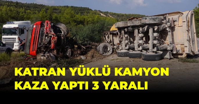 Katran Yüklü Bir Kamyon Kaza Yaptı: