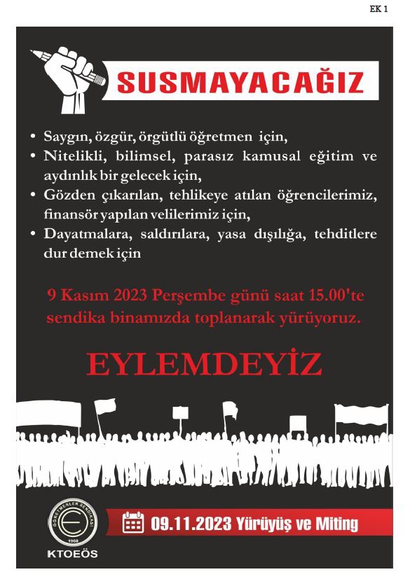 KTOEÖS perşembe günü yürüyüş ve miting yapacak