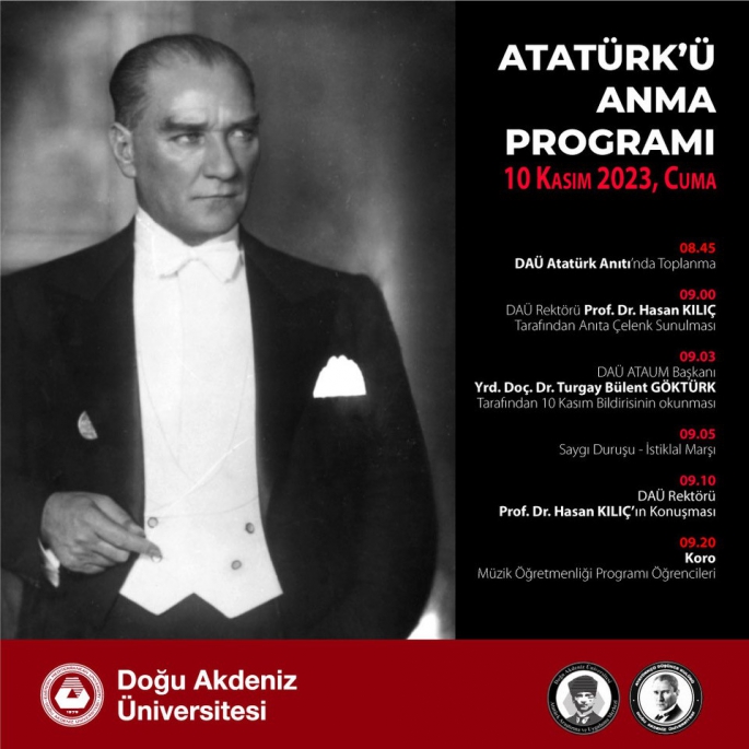 Ulu Önder Mustafa Kemal Atatürk DAÜ’de de anılacak